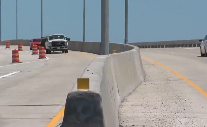 The concrete barrier that divides four lanes of traffic in two directions on the newly opened Copano Bay Causeway is a favorite safety feature of officials and drivers in Aransas County. Courtesy photo