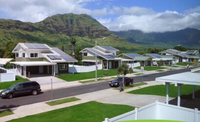 Homes in Kaupuni Village in Oahu, Hawaii, produce as much energy as they consume, due to the efficiencies built into each one. Credit: Kenneth Kelly, NREL.