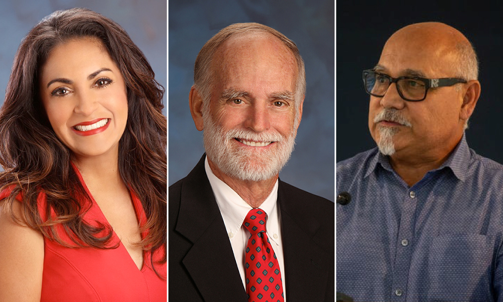 Paulette Guajardo (left), Greg Smith, and Billy Lerma each won their bid for seats on the Corpus Christi City Council. Guajardo will be the new mayor, Smith will return as District 1 council member, and Lerma will fill the open District 4 seat after swearing-in ceremonies on Jan. 12, 2021. Courtesy photos