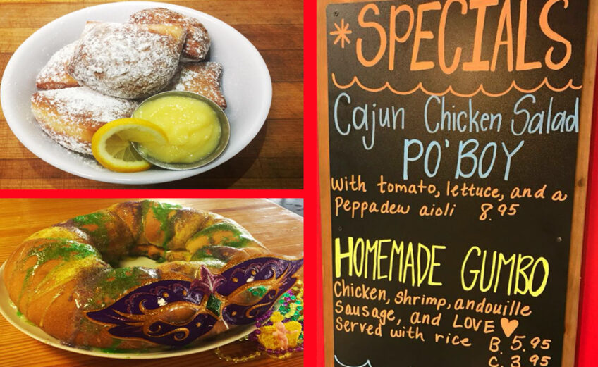 Shoreline Sandwich Co. incorporates specialities into its ever-changing menu. Currently, it’s all about Mardi Gras with its version of King Cake, beignets and gumbo. Courtesy photos