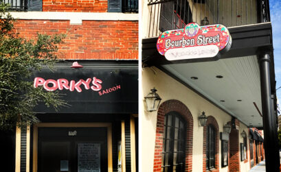 Two downtown bars, Porky’s and Bourbon Street, never removed their signs from their North Chaparral Street locations. Now that road work there is drawing to a close, the two watering holes are reopening. Photos by Roland Chiapoco