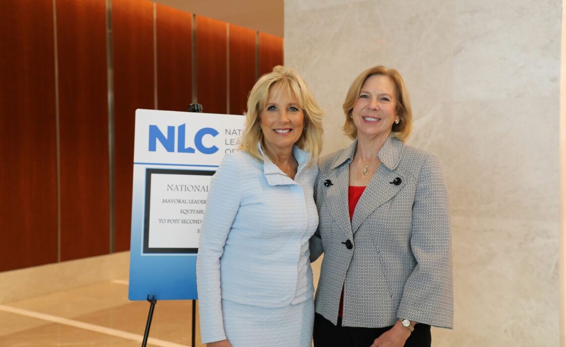 Dr. Janet Cunningham (right), executive director of Citizens for Educational Excellence in Corpus Christi, with former second lady of the United States, Dr. Jill Biden, at a National League of Cities briefing in Washington, D.C., in May. Biden is currently honorary co-chair of The Biden Foundation. Cunningham sat on a panel at the briefing on Workforce Success to discuss Corpus Christi’s plans to ensure all residents have access to postsecondary education and meaningful employment. Courtesy photo