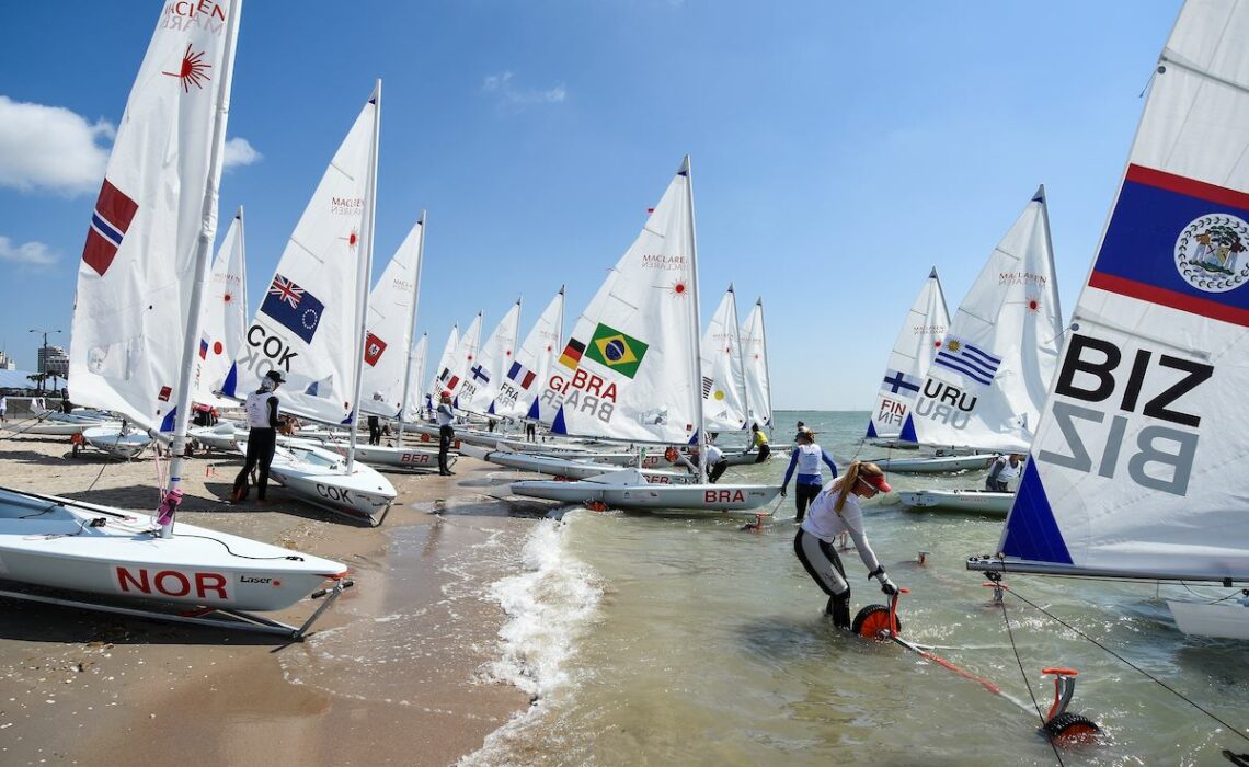 Recently, 382 competitors from 66 countries gathered on the shore of McGee Beach for 110 sailing races over six days in Corpus Christi Bay. Photo courtesy of Youth Sailing World Championships