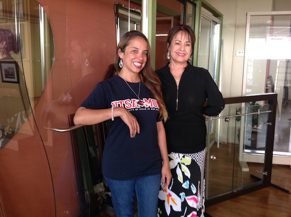 Matilda Vasquez (left) and Guadalupe Flores are the daughter-mom team that takes care of the books, sales and scheduling for the family-owned and -operated Gulf Coast Glass Co. in Corpus Christi. Started by Martin Flores in 1982, the company specializes in custom glass and mirror work. Photo by Suzanne Freeman