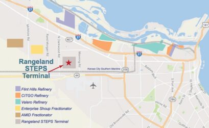 The location of the South Texas Energy Products Systems Terminal in Corpus Christi, which is owned by Rangeland Energy III LLC. The terminal officially began operating June 4, 2018. Courtesy map