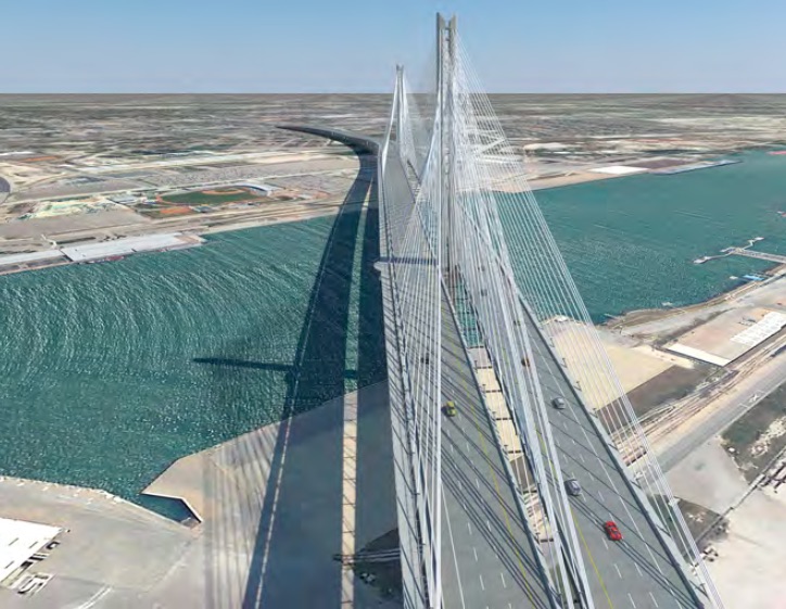 An architect's rendering of what the new Harbor Bridge will look like as it crosses Corpus Christi channel. Courtesy Illustration