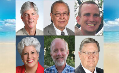 The six candidates who have so far declared they will run for mayor are (clockwise from top left) Mark Scott, Ray Madrigal, Jonathan Garrison, Joe McComb, Larry White and Nelda Martinez. Courtesy photos