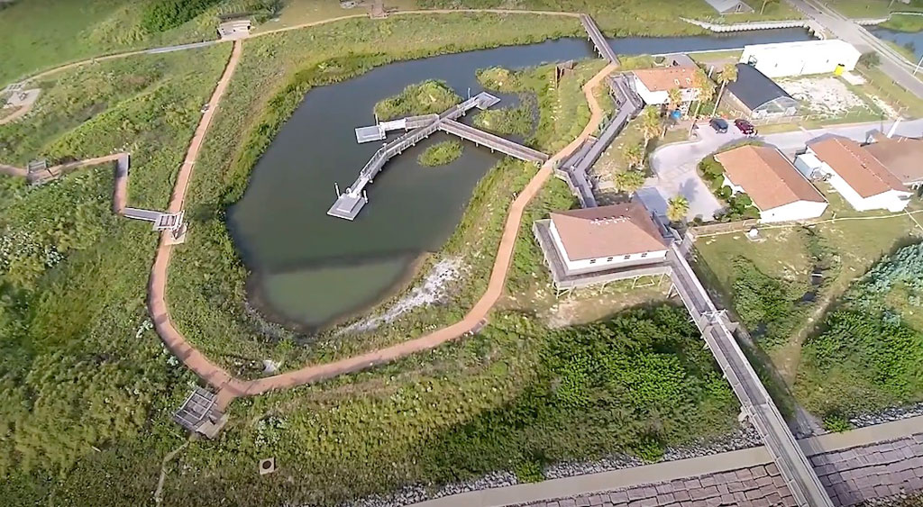 An aerial view of the Wetlands Education Center at the University of Texas Marine Science Institute in Port Aransas. The center reopened to the public on May 11, 2021, four years after it closed due to damage from Hurricane Harvey. Courtesy photo