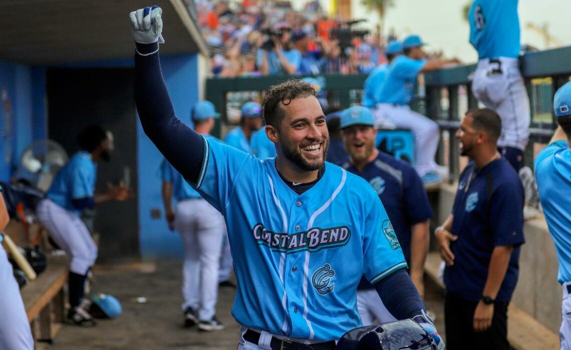 Astros rehabbing outfielder George Springer walloped two homers in back-to-back at-bats for the Hooks in a 10-2 win June 20. Springer’s weekend at Whataburger Field filled the stands. Photo by Olivia Rook/Corpus Christi Hooks