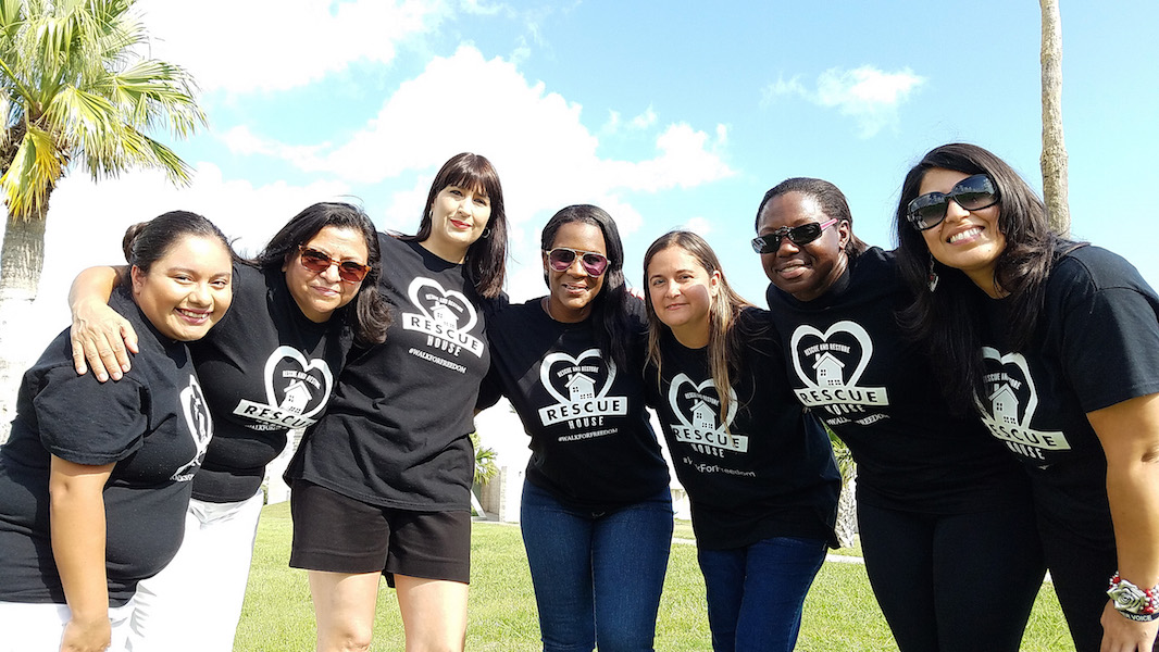 Gearing up for the annual Walk for Freedom on Oct. 14 are volunteers from The Rescue House Rebbecka (left), Linda, Viola, Director Katina Stith, Teresa, Shereen and Marisol. Photo by Jane Kathleen Gregorio