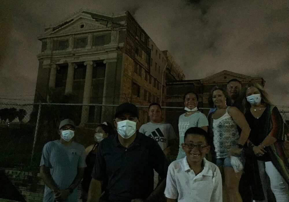 A tour group on the perimeter of the old Nueces County Courthouse in downtown Corpus Christi. Courtesy photo