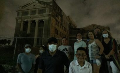 A tour group on the perimeter of the old Nueces County Courthouse in downtown Corpus Christi. Courtesy photo