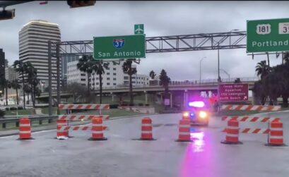 Entrance ramps to the Harbor Bridge were closed as of Sunday afternoon and will not reopen until weather conditions improve, possibly on Thursday, Feb. 18. Screen capture image