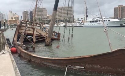La Niña sunk into Corpus Christi Bay for the second time Monday, April 22. Hurricane Harvey sunk her in August 2017. Courtesy photo