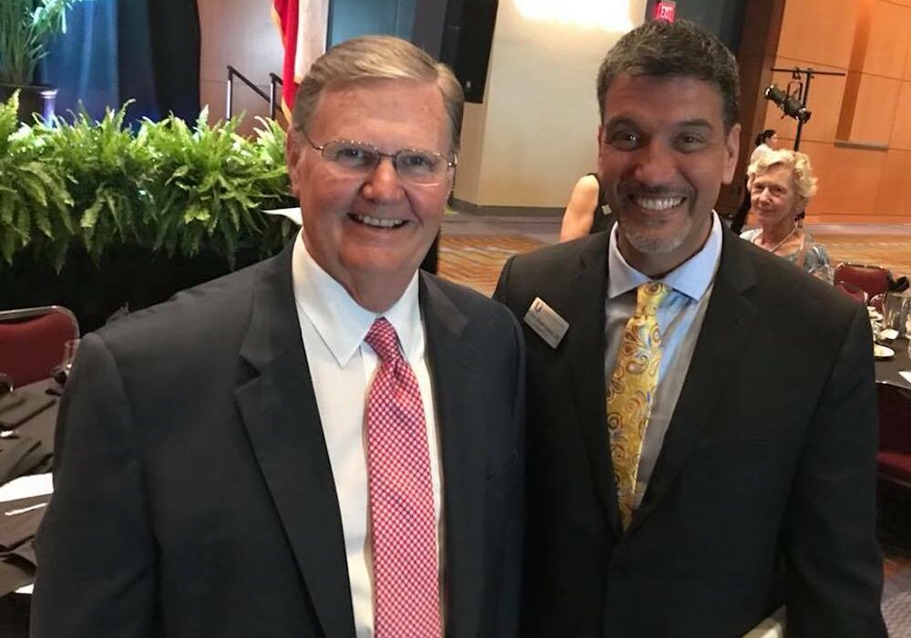 Corpus Christi City Mayor Joe McComb (left) with United Corpus Christi Chamber of Commerce President Cleofas Rodriguez Jr. at the State of the City luncheon March 28. The luncheon was held at the Solomon P. Ortiz Center in Corpus Christi. Courtesy photo