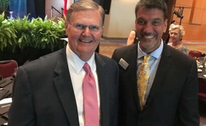 Corpus Christi City Mayor Joe McComb (left) with United Corpus Christi Chamber of Commerce President Cleofas Rodriguez Jr. at the State of the City luncheon March 28. The luncheon was held at the Solomon P. Ortiz Center in Corpus Christi. Courtesy photo