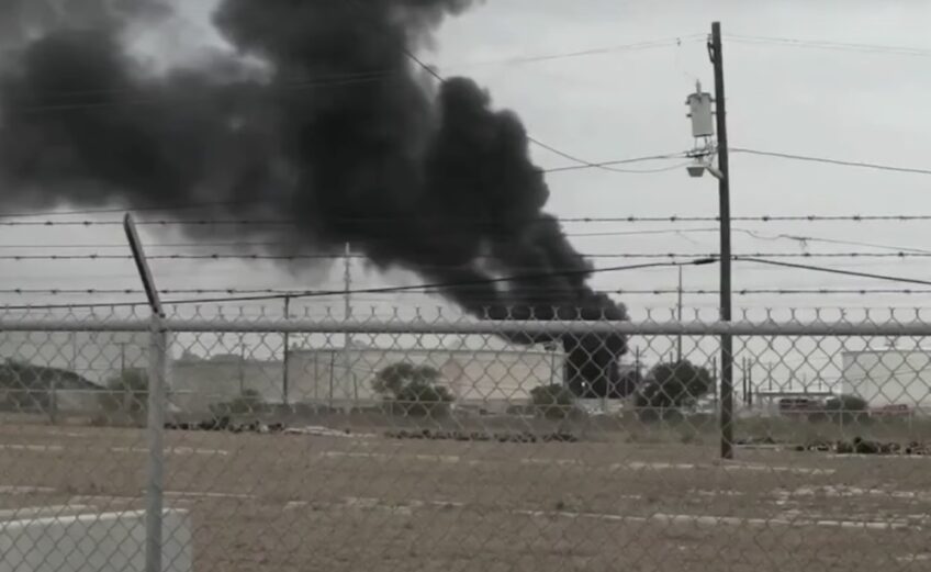 An explosion in a storage tank owned by Magellan Midstream Partners in Corpus Christi caused a fire that injured seven employees on Saturday, Dec. 5. Courtesy photo