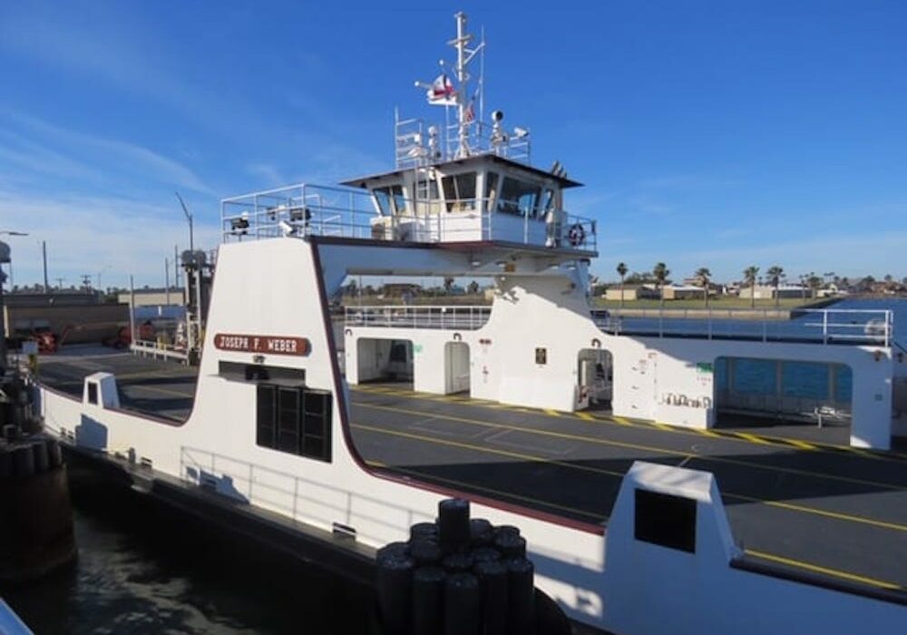 The new Joseph F. Weber ferry was christened on a foggy March 1 morning in Port Aransas. The newest of the Texas Department of Transportation fleet can carry 28 cars and will replace an older model designed for only 20 cars.