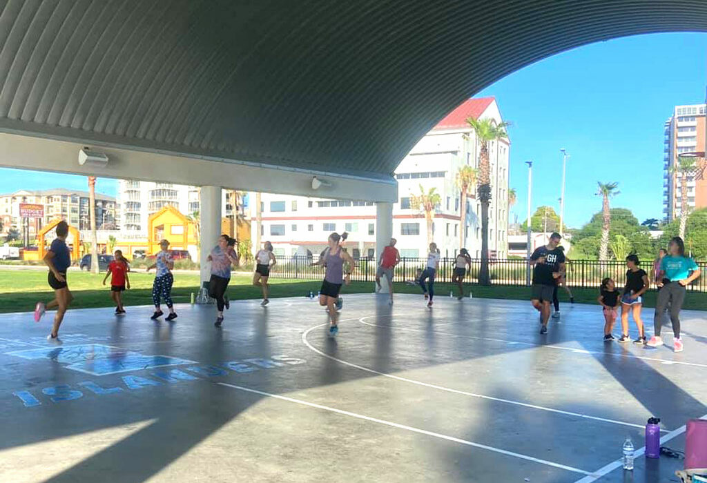 A fitness class is one option at Safe Fun-Fit at the Bayfront offered every Saturday at The Water’s Edge and sponsored by the Corpus Christi Parks and Recreation Department and VFit Productions. Courtesy photo