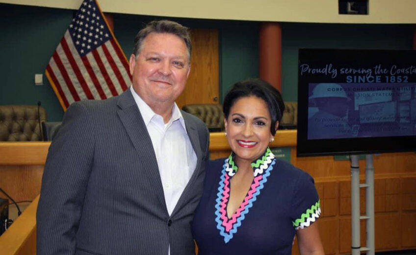 Corpus Christi Mayor Paulette Guajardo welcomed Mike Murphy as the new chief operation officer for the city’s water department at a recent news briefing in City Hall. He took over duties on May 17. Courtesy photo