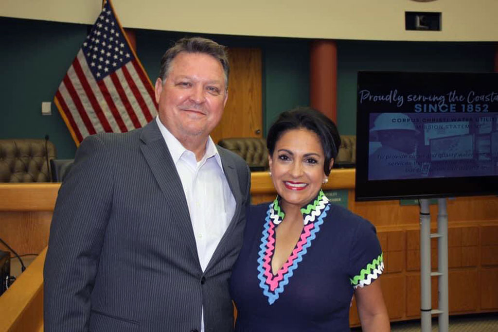 Corpus Christi Mayor Paulette Guajardo welcomed Mike Murphy as the new chief operation officer for the city’s water department at a recent news briefing in City Hall. He took over duties on May 17. Courtesy photo