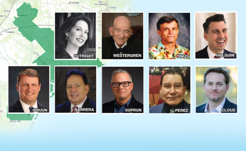 The nine candidates vying to fill a vacated congressional seat in Texas’s District 27, which stretches from Corpus Christi to Bastrop, include Republicans, Democrats, Independents, and a Liberterian. Staff illustration