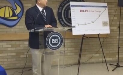 Del Mar College president Mark Escamilla at a press conference announcing record enrollment for the 2016 fall semester, Oct. 11. Courtesy Photo