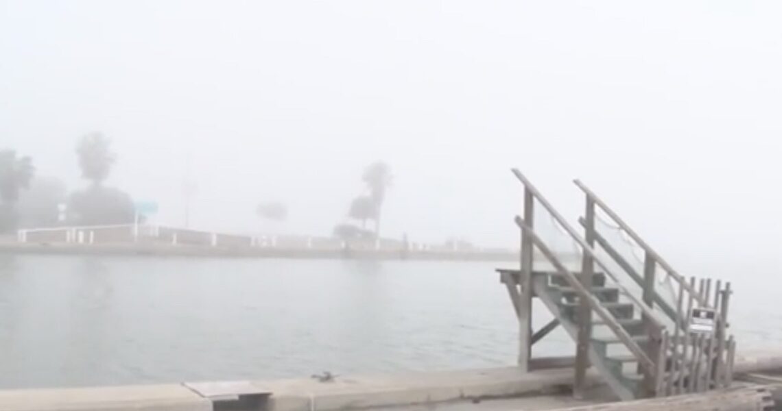 Ghostly fog covers the spot where La Niña once docked in the Corpus Christi Marina. The replica ship was loaded onto a barge and taken to the middle of Corpus Christi Bay to be demolished January 16, 2020. It sank on January 13 for the third time since Hurricane Harvey took it down in 2017. Courtesy photo