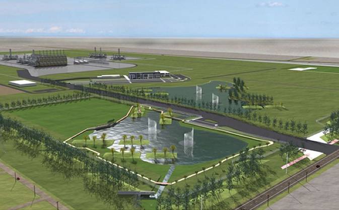 An architect's rendering of what Exxon Mobile's steam cracker plant would look like in San Patricio County. Courtesy illustration