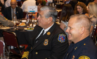 Corpus Christi Fire Chief Robert Rocha (center) was recently elected president of the Metropolitan Fire Chiefs Association, which represents cities with 350 or more firefighters. Courtesy photo