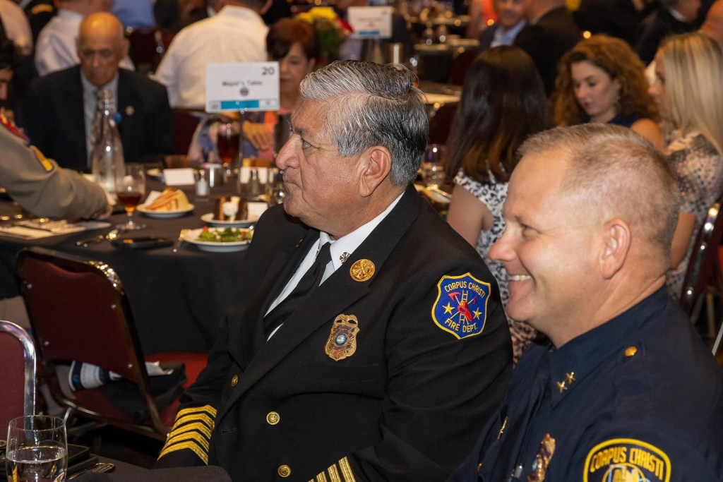 Corpus Christi Fire Chief Robert Rocha (center) was recently elected president of the Metropolitan Fire Chiefs Association, which represents cities with 350 or more firefighters. Courtesy photo