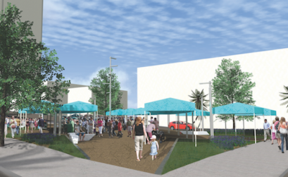 Redrawn plans for La Retama Park in downtown Corpus Christi include more grass than the original concept. Architect rendering courtesy of Turner Ramirez Architect & Planners, Corpus Christi.