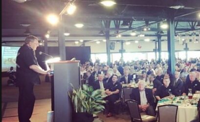 Port of Corpus Christi board chairman Charles Zahn speaks before a crowd of more than 1,000 business leaders at the local chamber of commerce’s annual State of the Port luncheon on Nov. 2. Courtesy photo