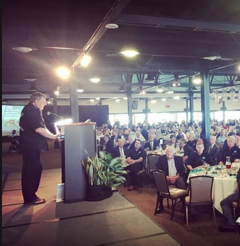 Port of Corpus Christi board chairman Charles Zahn speaks before a crowd of more than 1,000 business leaders at the local chamber of commerce’s annual State of the Port luncheon on Nov. 2. Courtesy photo