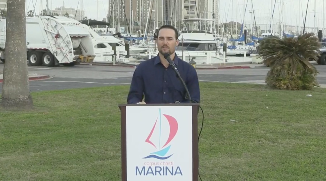 Jonathan Atwood was introduced as the new manager of the Corpus Christi marina at a media conference on Lawrence Street on Dec. 30. Staff photo