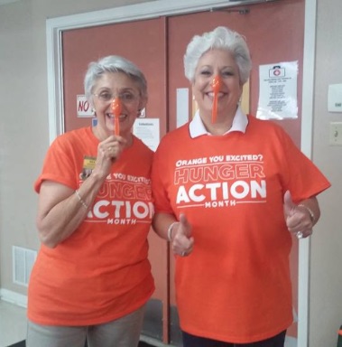 Bea Hanson, executive director of the Food Bank of Corpus Christi (left) and Mayor Nelda Martinez get into the spirit of #spoontember to raise awareness of the one in six Americans struggling with hunger. Courtesy Photo