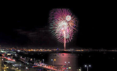 The rockets’ red glare will be visible from two locations for the Mayor’s Big Bang Fourth of July celebration this year. The city’s annual patriotic fireworks display will be shot from the USS Lexington and a barge in the middle of Corpus Christi Bay. Courtesy photo