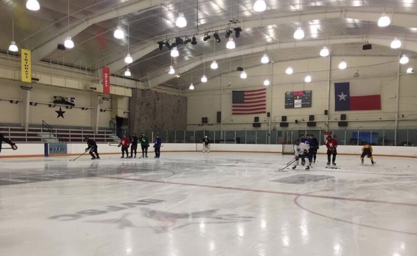 The Corpus Christi IceRays in training camp at Spirit Ice Arena in College Station in August. The IceRays don’t play on home ice this season until October 10. Courtesy photo