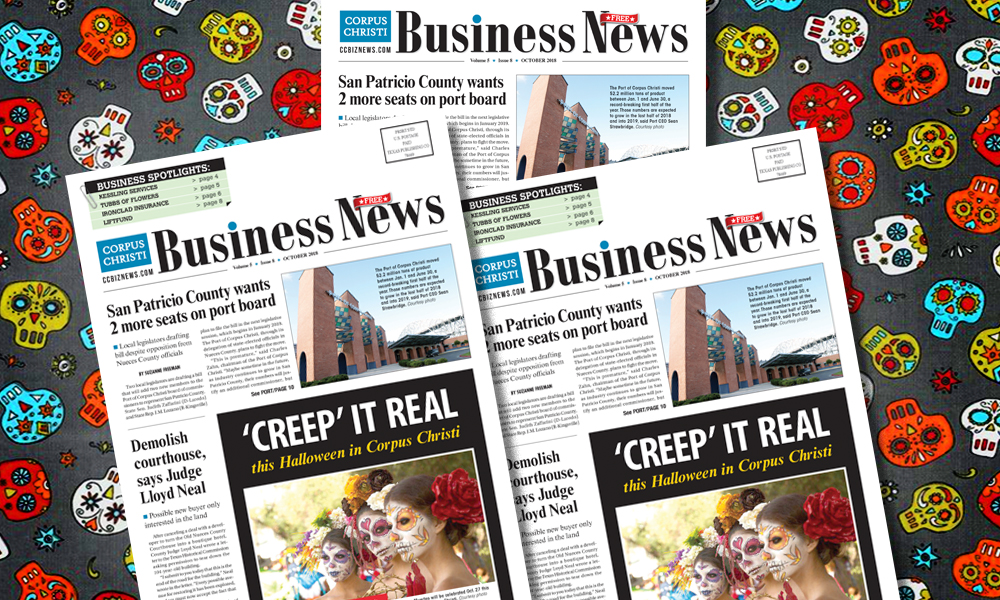 Details on Dia de los Muertos and other Halloween-related events, along with economic news about the businesses that make Corpus Christi successful, can be found in the October issue of Corpus Christi Business News, in mailboxes and on newsstands now.
