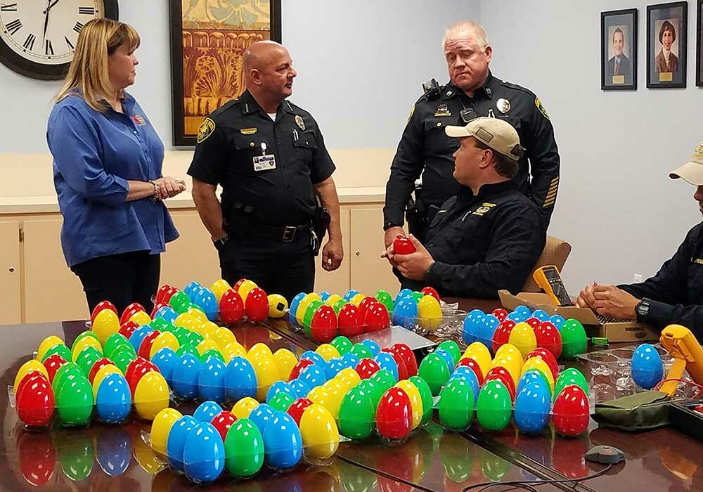 The Corpus Christi Police Department Bomb Squad provided 200 beeping eggs for the Beeping Eggstravaganza. Courtesy photo