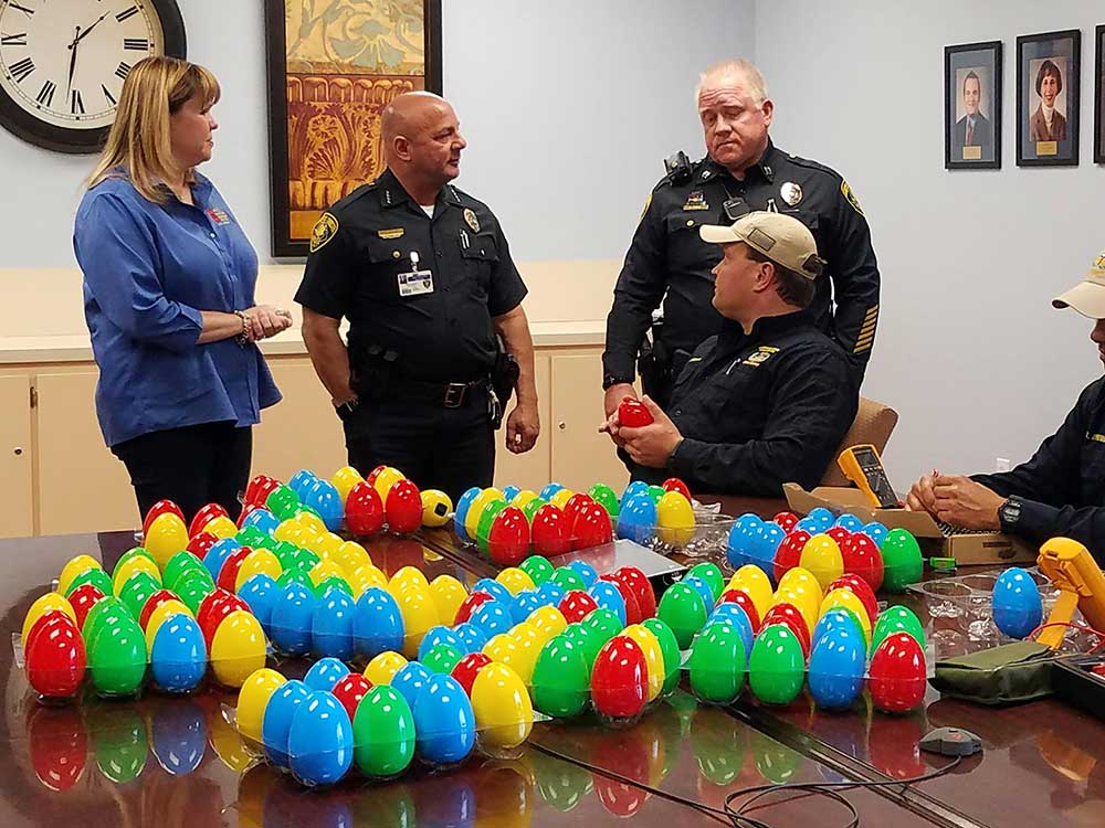 The Corpus Christi Police Department Bomb Squad provided 200 beeping eggs for the Beeping Eggstravaganza. Courtesy photo