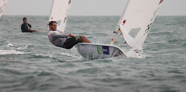 Andrew Lewis leans hard against the wind during the October 2013 ISAF Sailing World Cup in Qingdao, China. The championship moves to Corpus Christi in 2018. Courtesy Photo