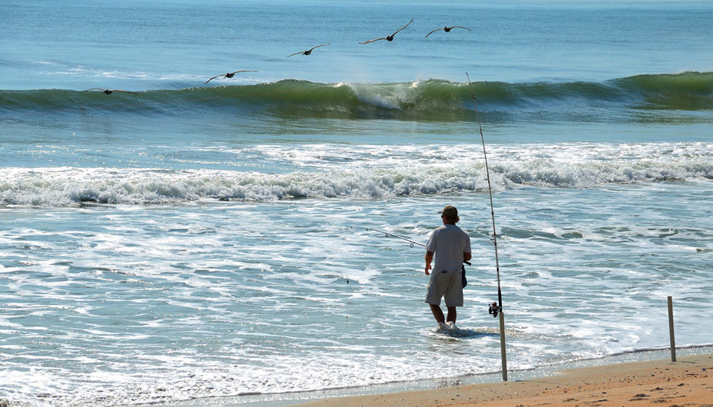 Fisherman love the surf at South Packery Beach.