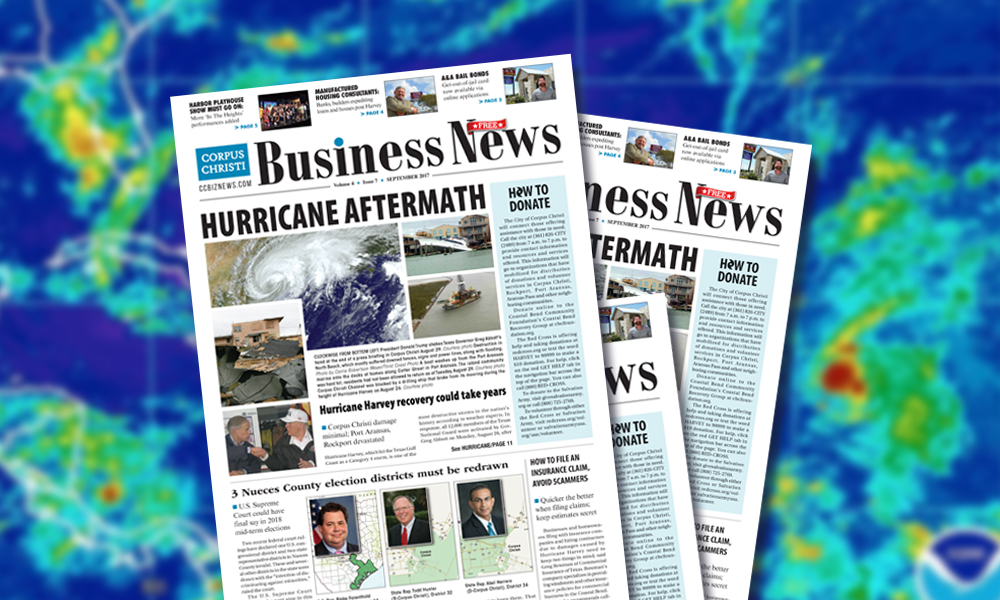 The September issue of Corpus Christi Business News reports on the aftermath being in the path of a Category 4 hurricane. Follow the stories online as this resilient community pulls together to help each other and those in neighboring towns who took the brunt of the storm.