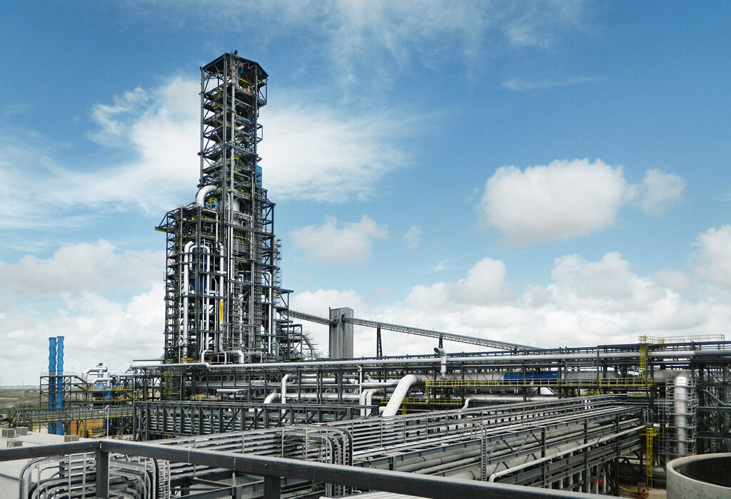 At 445 feet, the main tower of the Voestalpine iron purification plant is the highest structure in South Texas. The Austrian company requested increased air permit levels from the Texas Commission on Environmental Quality at a public meeting July 27. Photo copyright voestalpine AG/source: voestalpine.com
