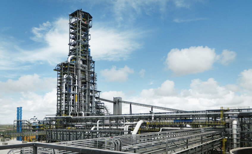 At 445 feet, the main tower of the Voestalpine iron purification plant is the highest structure in South Texas. The Austrian company requested increased air permit levels from the Texas Commission on Environmental Quality at a public meeting July 27. Photo copyright voestalpine AG/source: voestalpine.com
