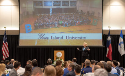 Dr. Kelly Quintanilla, president and CEO of Texas A&M University-Corpus Christi, delivered the keynote speech at her second State of the University luncheon Sept. 12 at The Island University in Corpus Christi. Courtesy photo