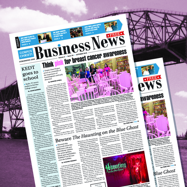 Look out for pink chairs and goblins this month in the October issue of Corpus Christi Business News, now in mailboxes, coffee shops and banks around town.