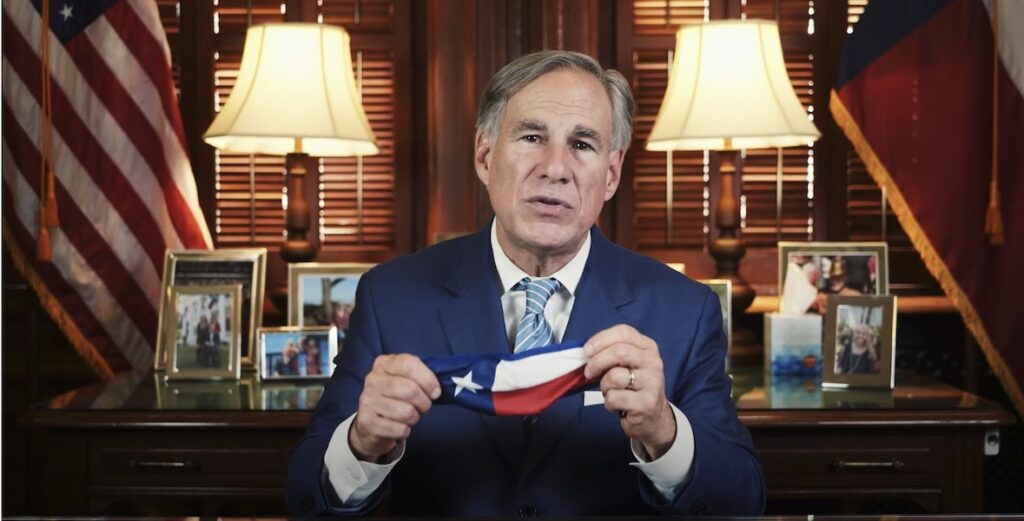 If everyone wears a face covering, businesses will be able to stay open and people will stay safe from the spread of COVID-19, said Texas Gov. Greg Abbott. Screen capture image