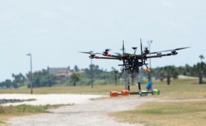 A drone is tested in Cole Park by NASA and Texas A&M University-Corpus Christi. Testing is set for the next two weeks, Monday, August 12, through Friday, August 23. Courtesy photo